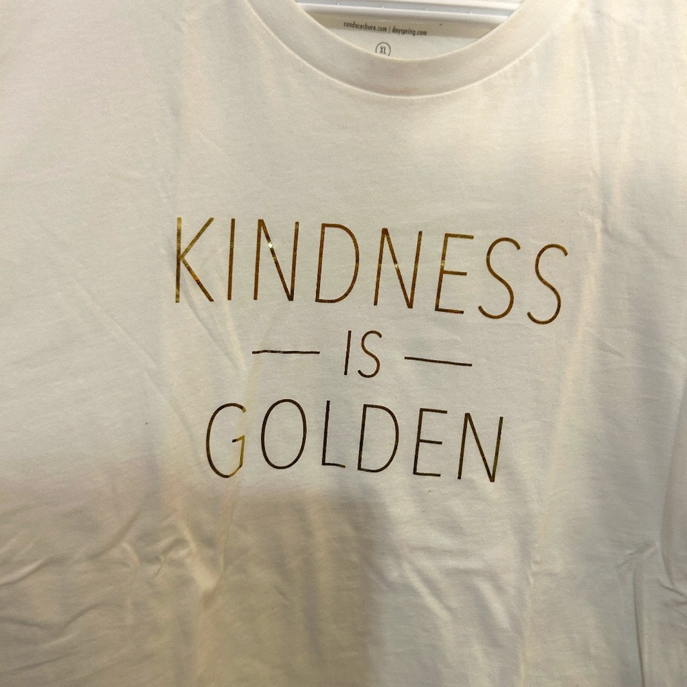 NWT Candace/Dayspring Size XL "Kindness is Golden" Short sleeve White T-…